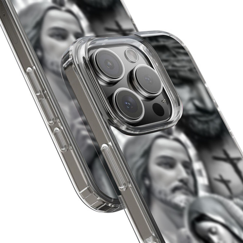 Faithful Grace Clear Phone Case – Religious Art Design for iPhone 12 13 14 15 Pro Max & Samsung S22 S23 S24 Ultra