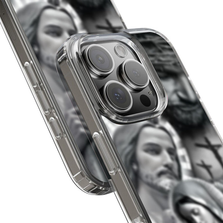 Faithful Grace Clear Phone Case – Religious Art Design for iPhone 12 13 14 15 Pro Max & Samsung S22 S23 S24 Ultra