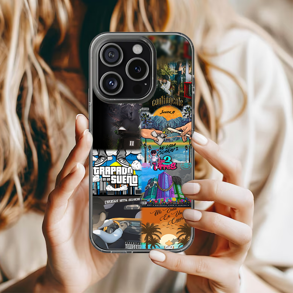Latino Street Art Album Collage Phone Case, Urban Trap Music Style Cover Compatible with iPhone 11 12 13 14 15 16 Pro Max