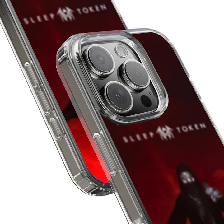 Red Masked Figure Phone Case, Gothic Aesthetic Warrior Design, Fits iPhone 11 12 13 14 15 Pro Max Samsung Galaxy S24.99 S24 S23 S22 S21 Ultra Plus