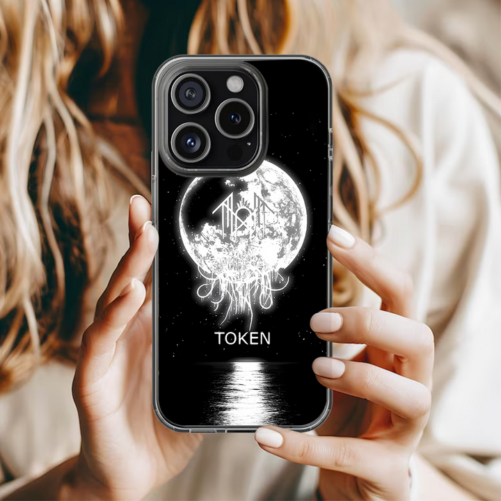 Moonlit Token Phone Case – Dark Aesthetic Full Moon Design Cover for iPhone 11 12 13 14 15 16 Pro Max, Music Fan Gift Idea