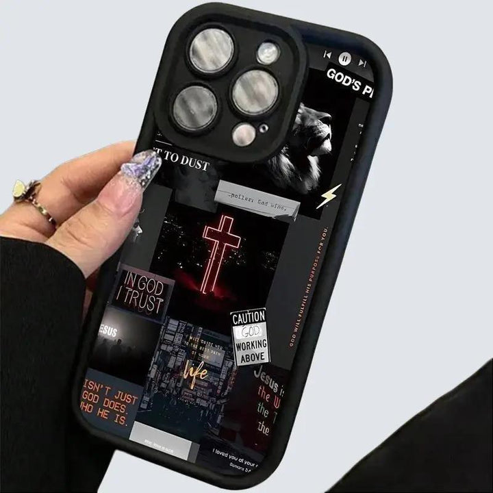Creative Religious Cross Pattern Christian Anti-drop Protective Fashion Phone case 16/15/14/13/12/11/8/7, XR, XS, X, Pro Max Samsung Galaxy S24.99 S24 S23