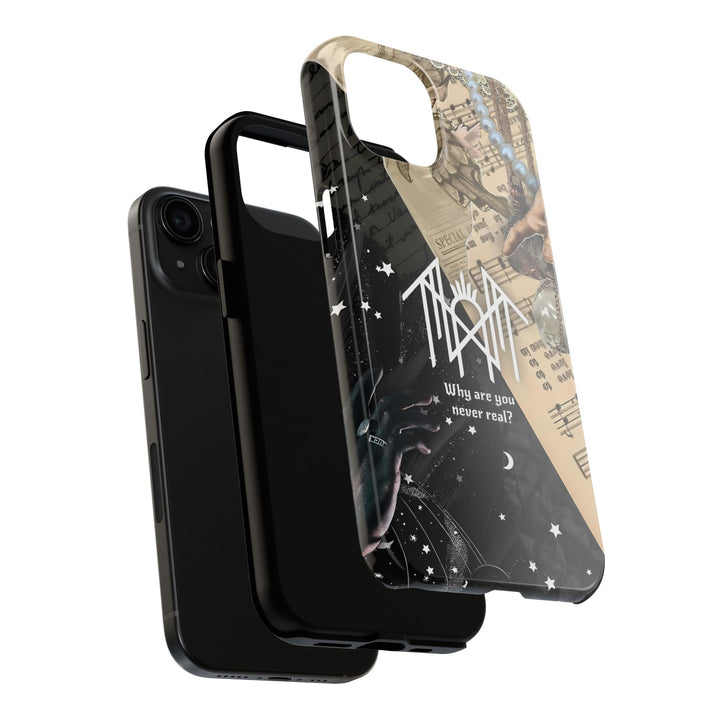 Why Are You Never Real Phone Case – Vintage Collage Aesthetic Cover for iPhone 11 12 13 14 15 16 Pro Max, Emotional Gothic Design