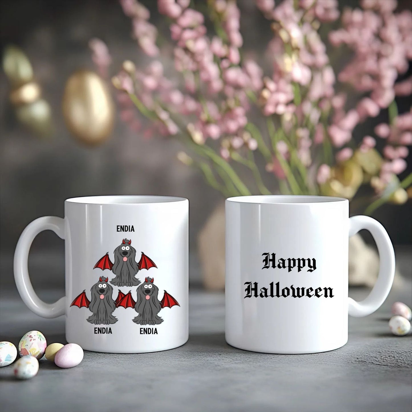 Custom Halloween Dog Mug – Personalized Puppy Spooky Coffee Cup