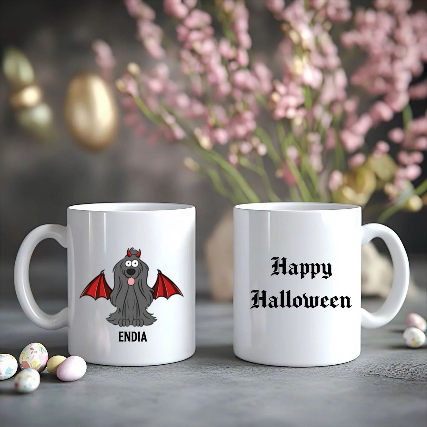 Custom Halloween Dog Mug – Personalized Puppy Spooky Coffee Cup