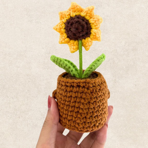 Sunflower Crochet Doll with Card – Positive Reminder & Appreciation Gift for Coworker, Friend, Teacher, Sister, Mom – Christmas, Birthday, Thank You Present for Women & Men