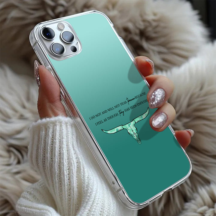 Green Western Skull Quote Phone Case, Perfect Girly Gift For Girl From iPhone 16 15 14 13 12 11 X Pro Max Plus Samsung Galaxy S24.99 S24 S23 S22 S21 Ultra Plus