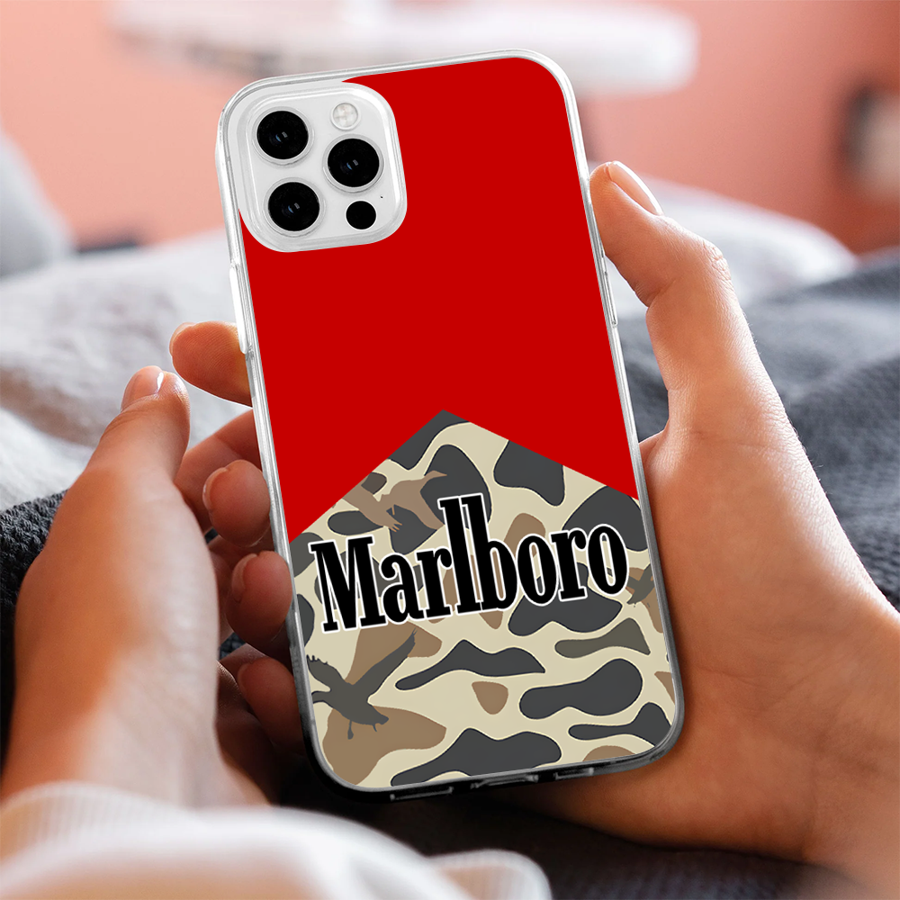 Marlboro Camo Phone Case – Dark Meme Aesthetic Horror Cover for iPhone 11 12 13 14 15 16 Pro Max Samsung S22 S23 S24 S24.99 Ultra Plus
