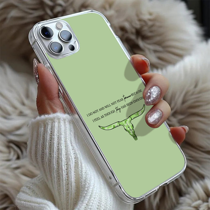 Green Western Skull Quote Phone Case, Perfect Girly Gift For Girl From iPhone 16 15 14 13 12 11 X Pro Max Plus Samsung Galaxy S24.99 S24 S23 S22 S21 Ultra Plus