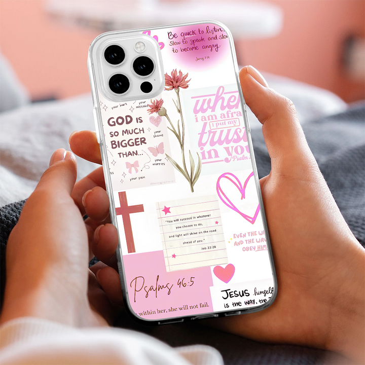 Bible Verse Christian Phone Case – Floral Faith Jesus Quote iPhone 11 12 13 14 15 16 Pro Max & Samsung
