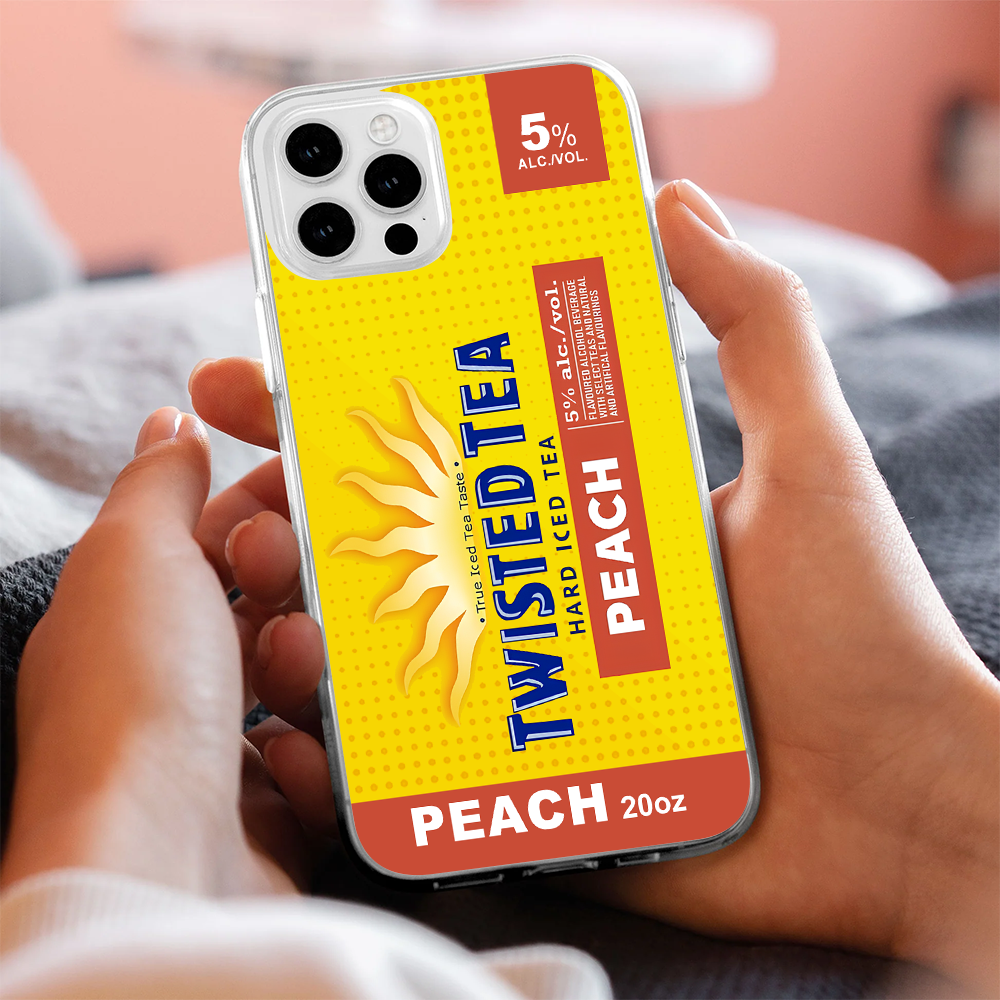 Iced Beverage Can Label Phone Case iPhone X 11 12 13 14 15 16 Pro Max Plus Samsung S22 S23 S24 S24.99 Ultra Plus