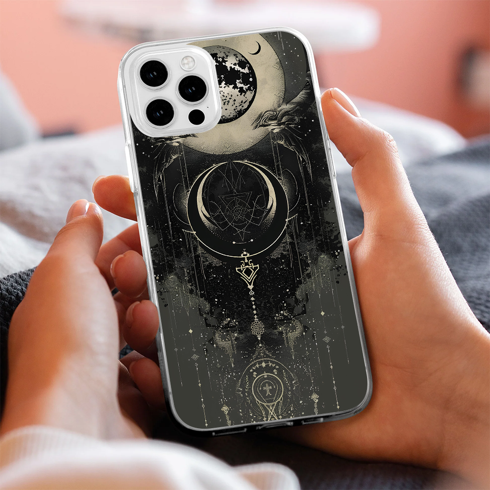 Celestial Moon Magic Phone Case – Occult-Inspired Witchy Cover for iPhone 11 12 13 14 15 16 Pro Max, Mystical Goth Aesthetic