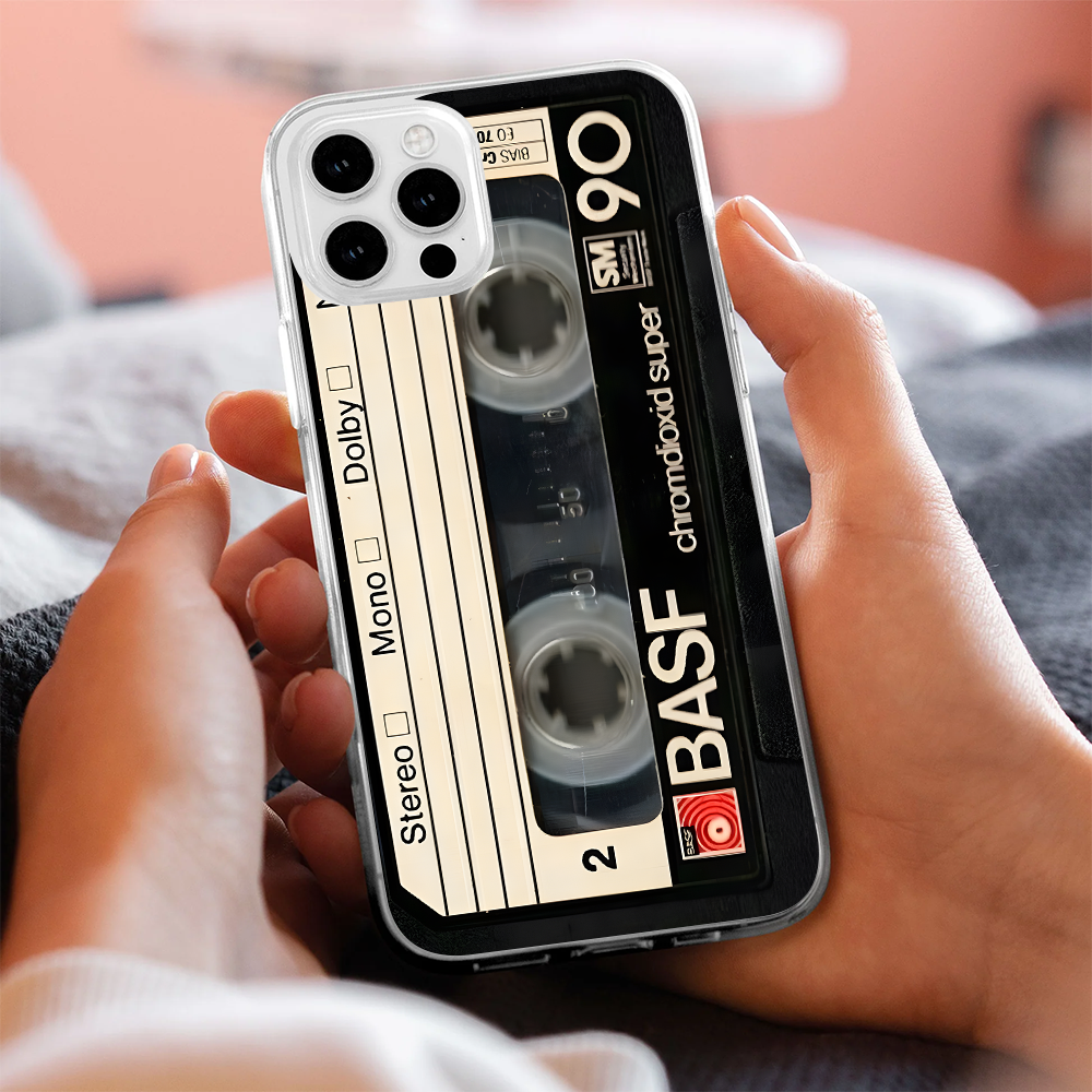 BASF Cassette Tape Phone Case – Retro Music Vibes for iPhone 11 12 13 14 15 16 Pro Max, Music Fan Gift Idea