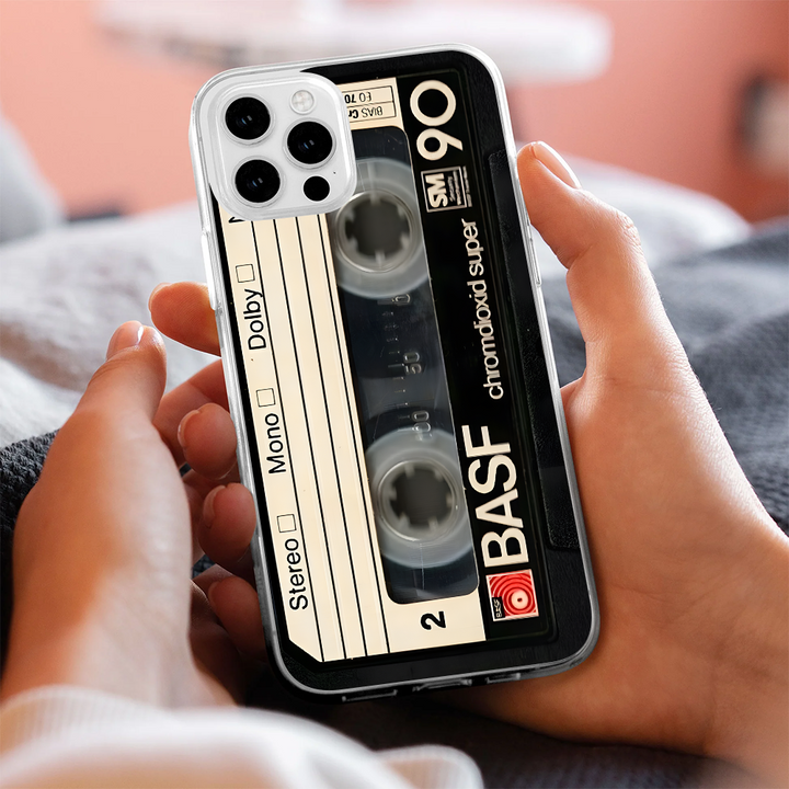 BASF Cassette Tape Phone Case – Retro Music Vibes for iPhone 11 12 13 14 15 16 Pro Max, Music Fan Gift Idea