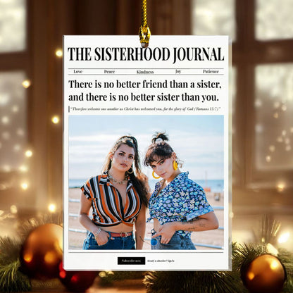 Custom Family & Friendship Journal Ornament – Personalized Photo, Name & Quote, Besties, Sisters & Family Christmas Keepsake Gift