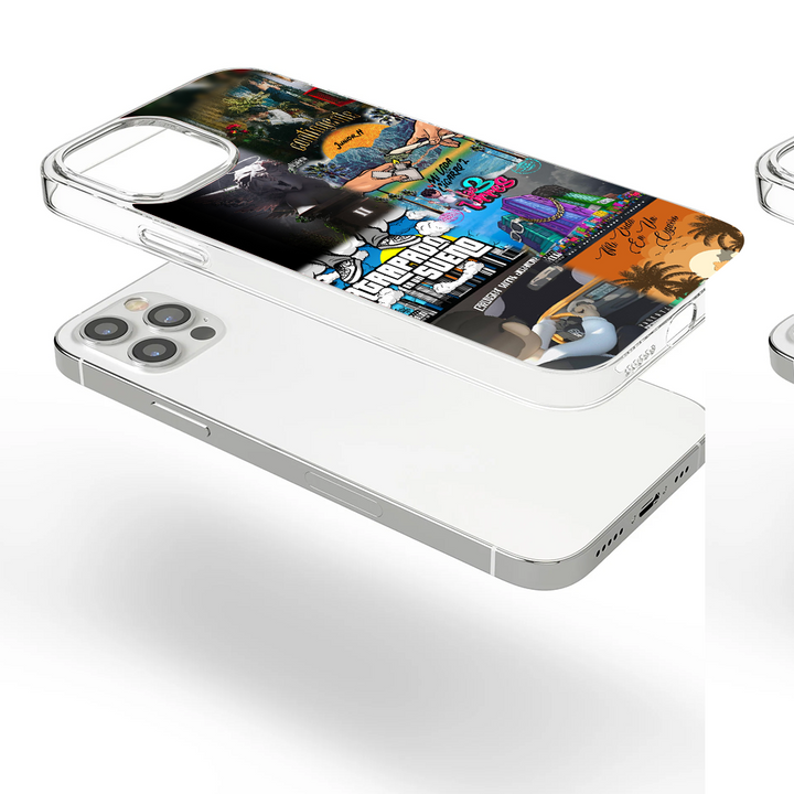 Latino Street Art Album Collage Phone Case, Urban Trap Music Style Cover Compatible with iPhone 11 12 13 14 15 16 Pro Max