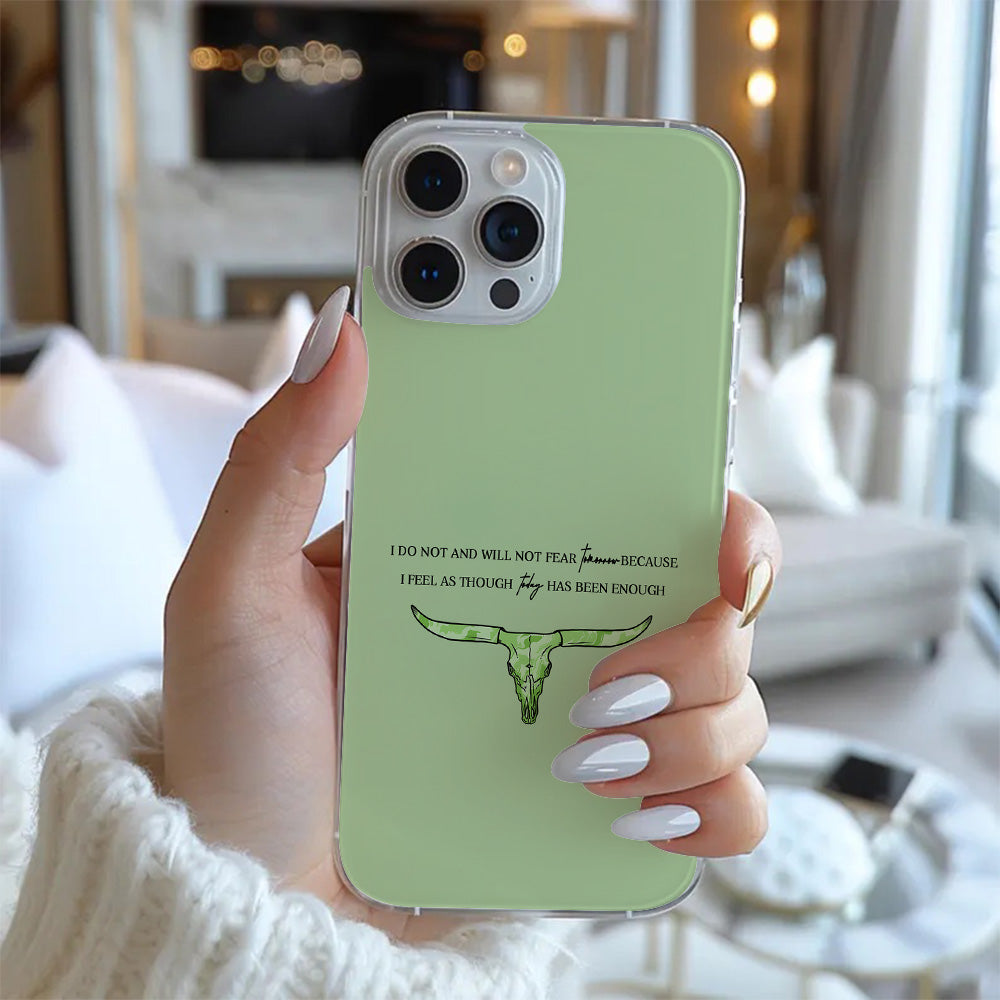 Green Western Skull Quote Phone Case, Perfect Girly Gift For Girl From iPhone 16 15 14 13 12 11 X Pro Max Plus Samsung Galaxy S24.99 S24 S23 S22 S21 Ultra Plus