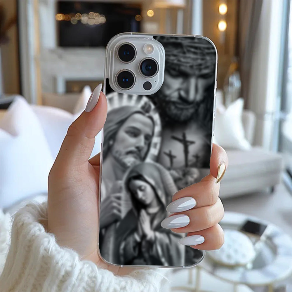 Faithful Grace Clear Phone Case – Religious Art Design for iPhone 12 13 14 15 Pro Max & Samsung S22 S23 S24 Ultra