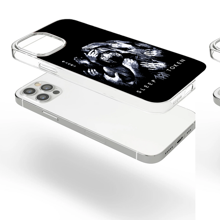 Dark Aesthetic Phone Case – Surreal Gothic Design with Hands & Masked Figure with iPhone 11 12 13 14 15 16 Pro Max