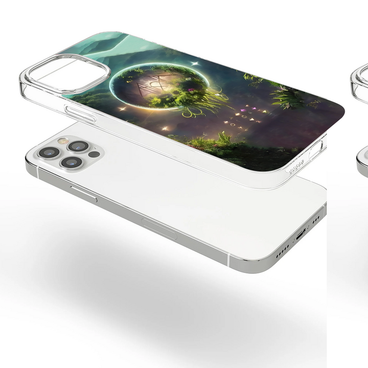 Fantasy Portal Floating World Phone Case – Surreal Forest Dreamscape Design Cover for iPhone 11 12 13 14 15 16 Pro Max, Mystical Nature Aesthetic