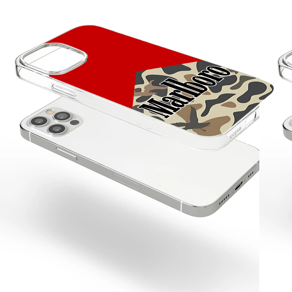 Marlboro Camo Phone Case – Dark Meme Aesthetic Horror Cover for iPhone 11 12 13 14 15 16 Pro Max Samsung S22 S23 S24 S24.99 Ultra Plus