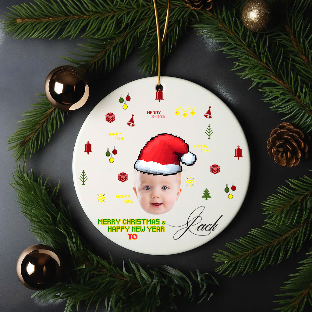 Custom Photo Ceramic Christmas Ornament – Personalized Holiday Decoration with Name
