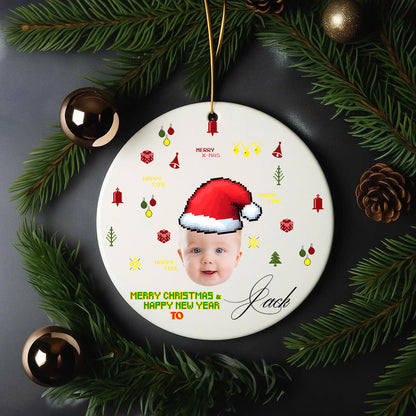 Custom Photo Ceramic Christmas Ornament – Personalized Holiday Decoration with Name
