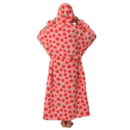 Plus Size Halloween Wearable Blanket Hoodie – Oversized Sherpa Fleece Sweatshirt with Pocket for Women & Men