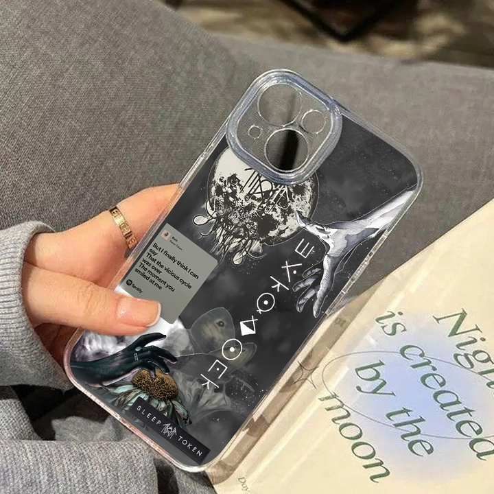 Sleep Token Lyrics Phone Case – Moody Gray Art Collage with Song Quote for iPhone  11 12 13 14 15 16 Pro Max, Sadcore Style