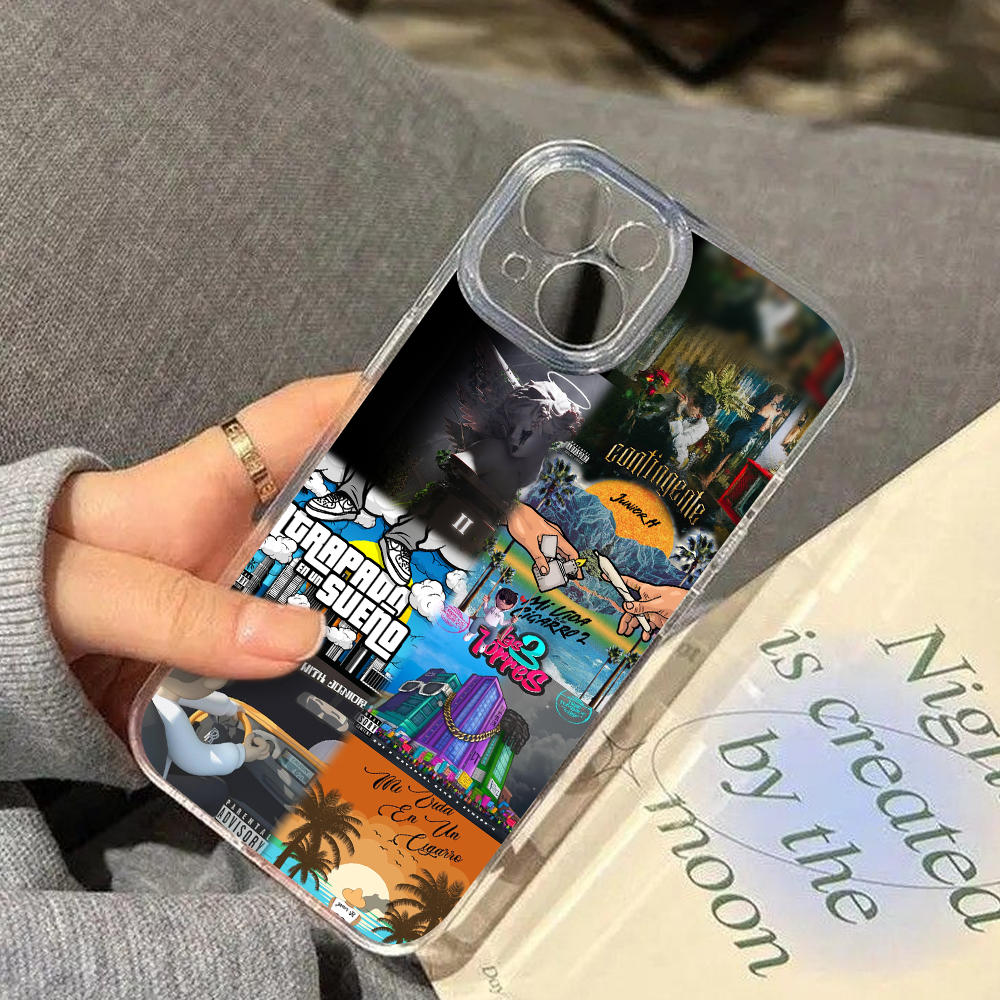 Latino Street Art Album Collage Phone Case, Urban Trap Music Style Cover Compatible with iPhone 11 12 13 14 15 16 Pro Max