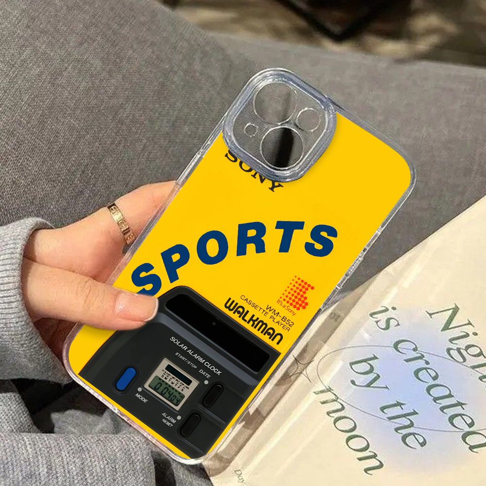 AM/FM Tuner Phone Case – Retro Yellow Walkman Shell Design for iPhone 11 12 13 14 15 16 Pro Max Samsung S22 S23 S24 S24.99 Ultra Plus