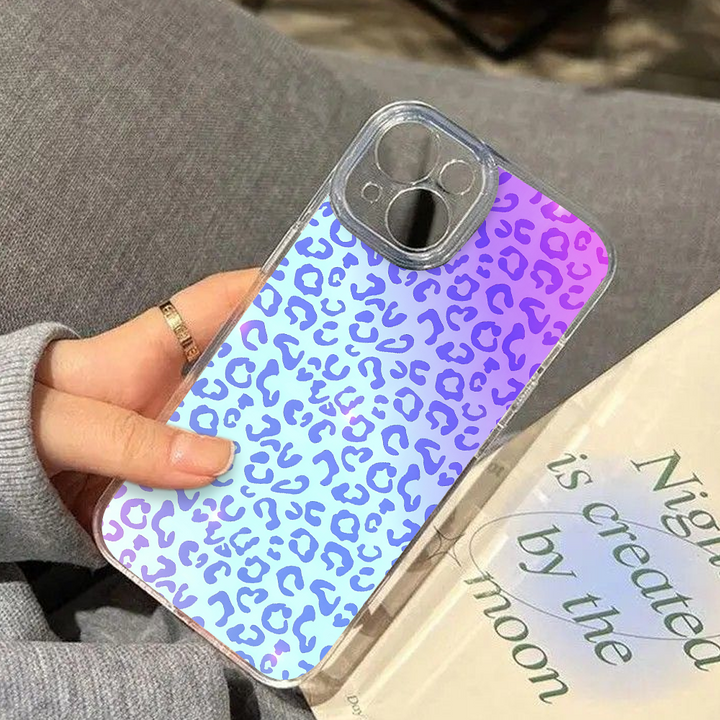 Leopard Print Phone Case Collection – Pastel Purple, Rainbow Gradient & Green with Pink Accents