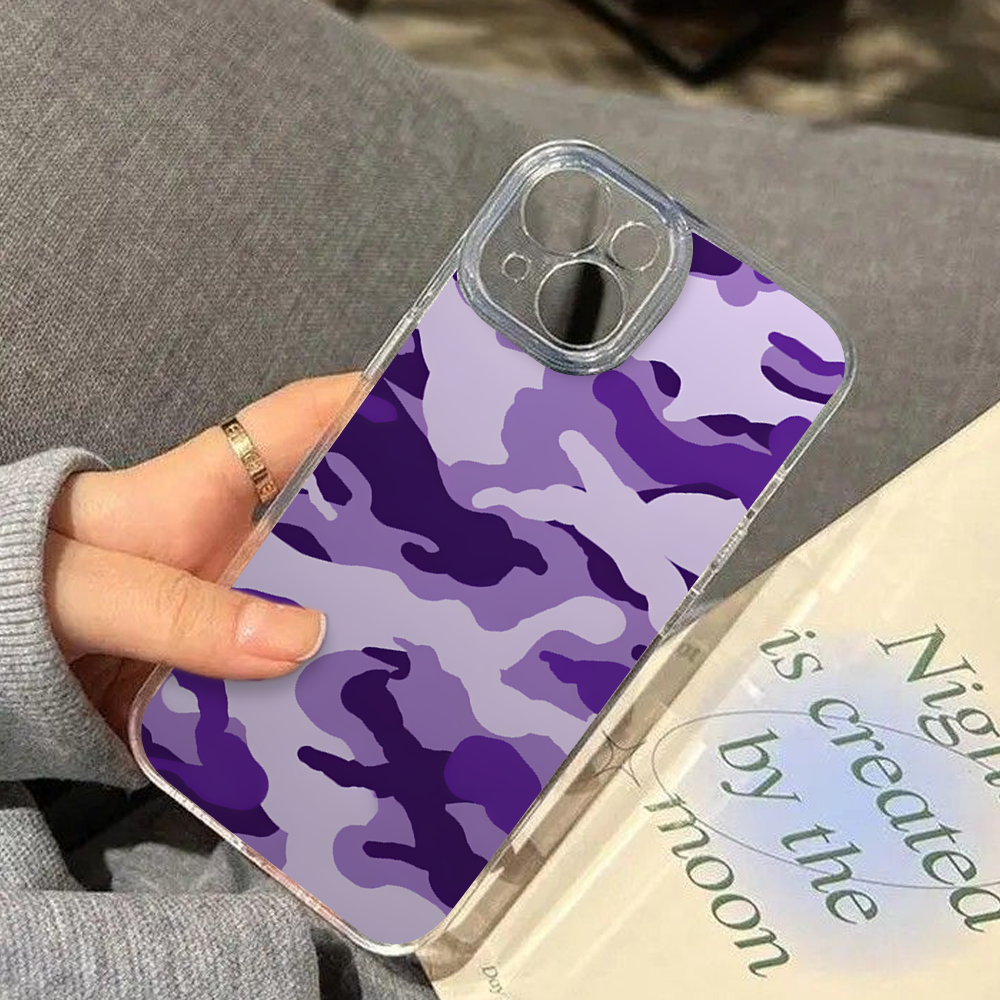 Purple Camo Phone Case - Dark Meme Aesthetic Horror for iPhone 11 12 13 14 15 16 Pro Max, Music Fan Gift Idea