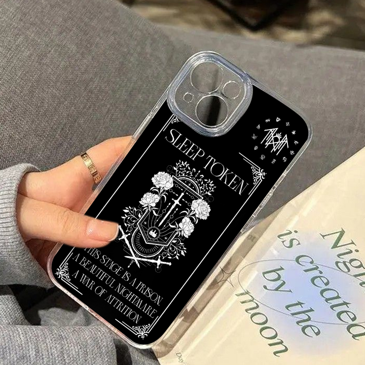 Sleep Token Gothic Phone Case – Occult Floral Crest Design Cover for iPhone 11 12 13 14 15 16 Pro Max Samsung S22 S23 S24 S24.99 Ultra Plus