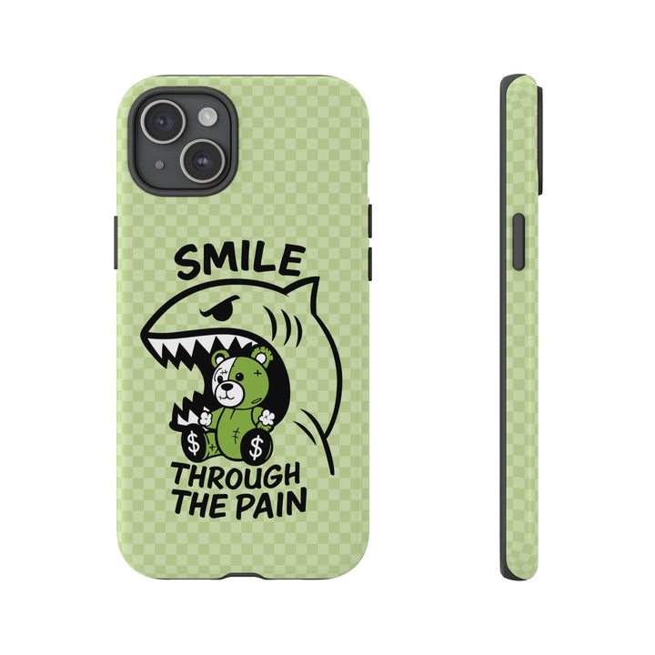 Smile Through the Pain Bear Phone Case – Cartoon Shark Cover for iPhone 11 12 13 14 15 16 Pro Max & Samsung S20 S21 S22 S23 S24 Ultra