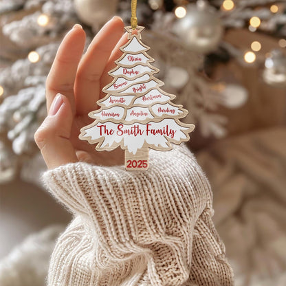 Christmas Tree Family Bestie Custom Names - Personalized Acrylic Ornament