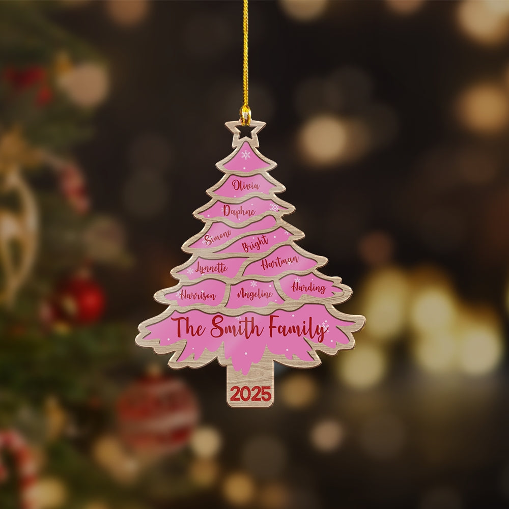 Christmas Tree Family Bestie Custom Names - Personalized Acrylic Ornament