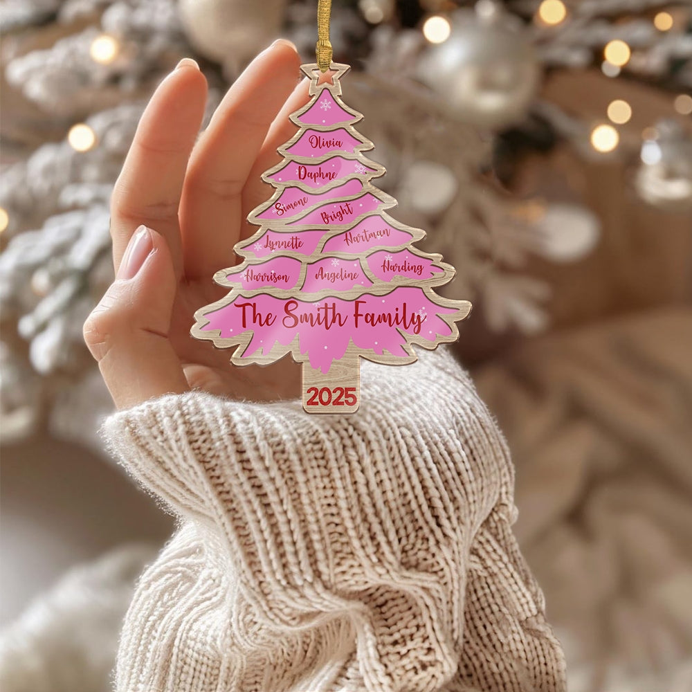 Christmas Tree Family Bestie Custom Names - Personalized Acrylic Ornament