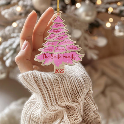 Christmas Tree Family Bestie Custom Names - Personalized Acrylic Ornament