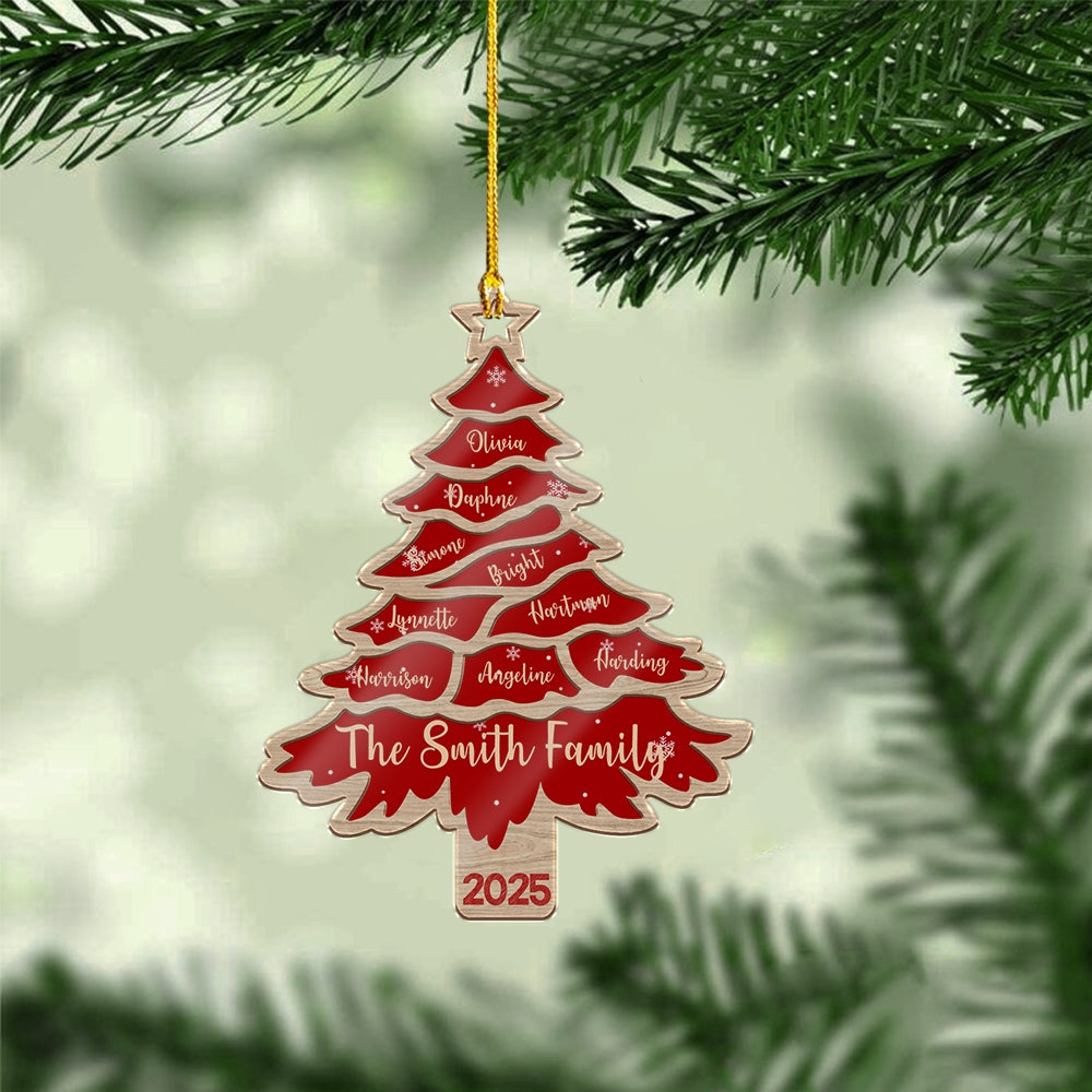 Christmas Tree Family Bestie Custom Names - Personalized Acrylic Ornament