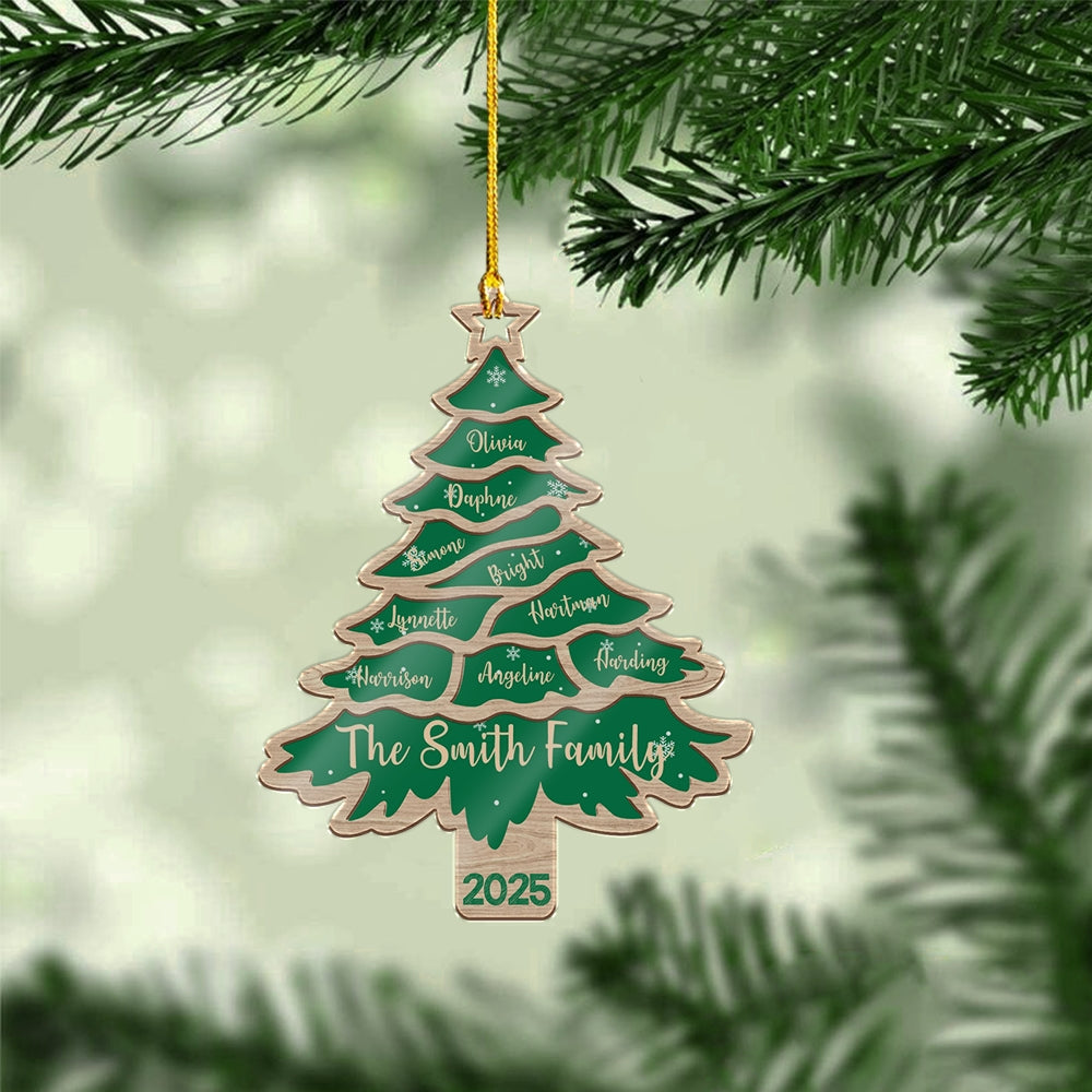 Christmas Tree Family Bestie Custom Names - Personalized Acrylic Ornament