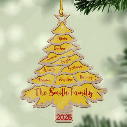 Christmas Tree Family Bestie Custom Names - Personalized Acrylic Ornament