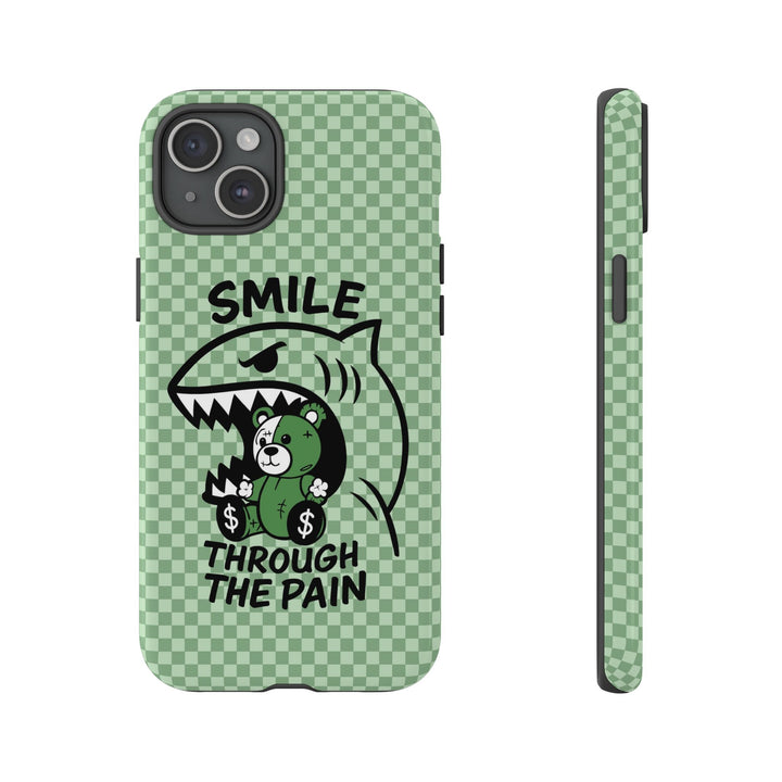 Smile Through the Pain Bear Phone Case – Cartoon Shark Cover for iPhone 11 12 13 14 15 16 Pro Max & Samsung S20 S21 S22 S23 S24 Ultra