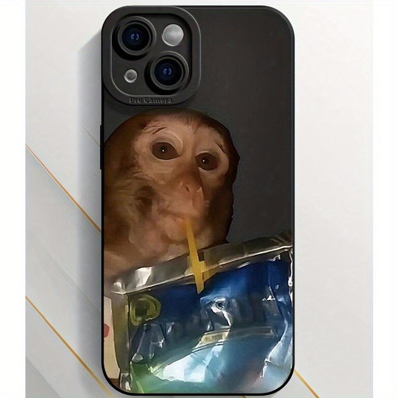 Cute Funny Monkey Sipping Cute Pattern Cool Fashion Gift Anti-drop Phone Case Shockproof For iPhone X 11 12 13 14 15 16 Pro Max Plus gift