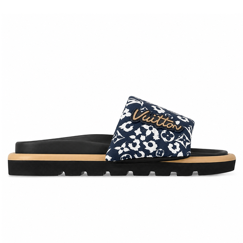 LV Pool Pillow Flat Comfort Mule Blue