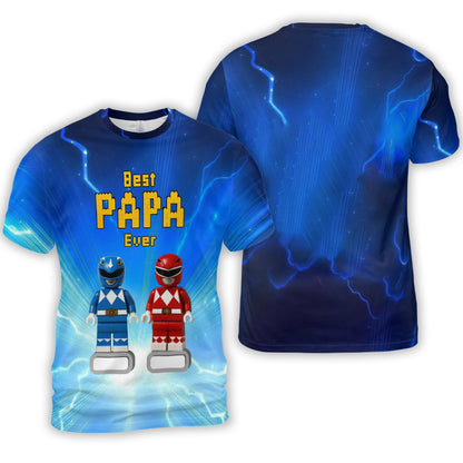 Papa, Dad and Grandpa Custom Family Name – Personalized 3D Toy Hero Graphic T-Shirt