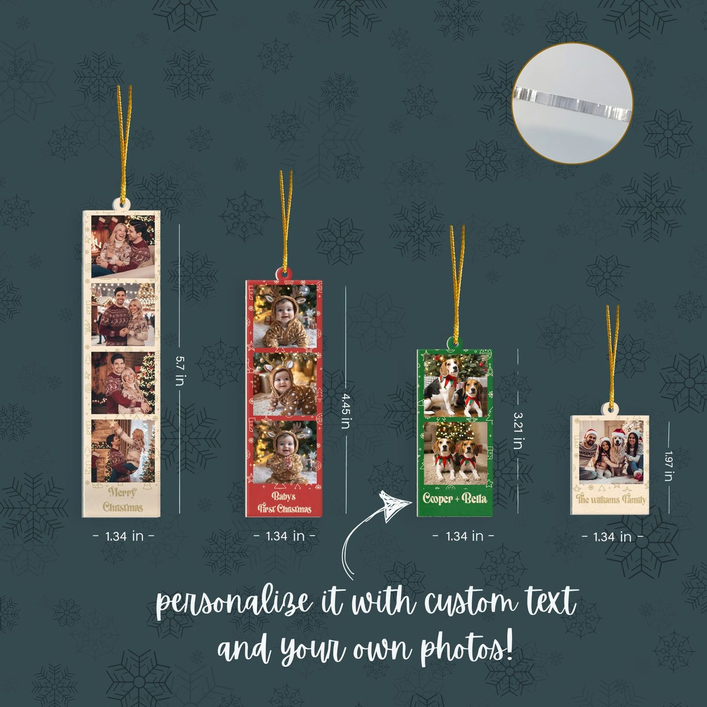 Custom Family Photo Acrylic Ornament – Personalized Christmas Keepsake with 1–4 Photos