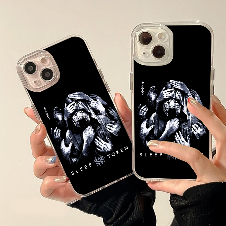 Dark Aesthetic Phone Case – Surreal Gothic Design with Hands & Masked Figure with iPhone 11 12 13 14 15 16 Pro Max