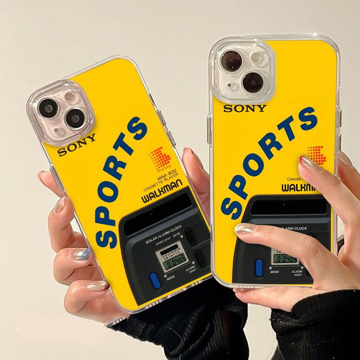AM/FM Tuner Phone Case – Retro Yellow Walkman Shell Design for iPhone 11 12 13 14 15 16 Pro Max Samsung S22 S23 S24 S24.99 Ultra Plus