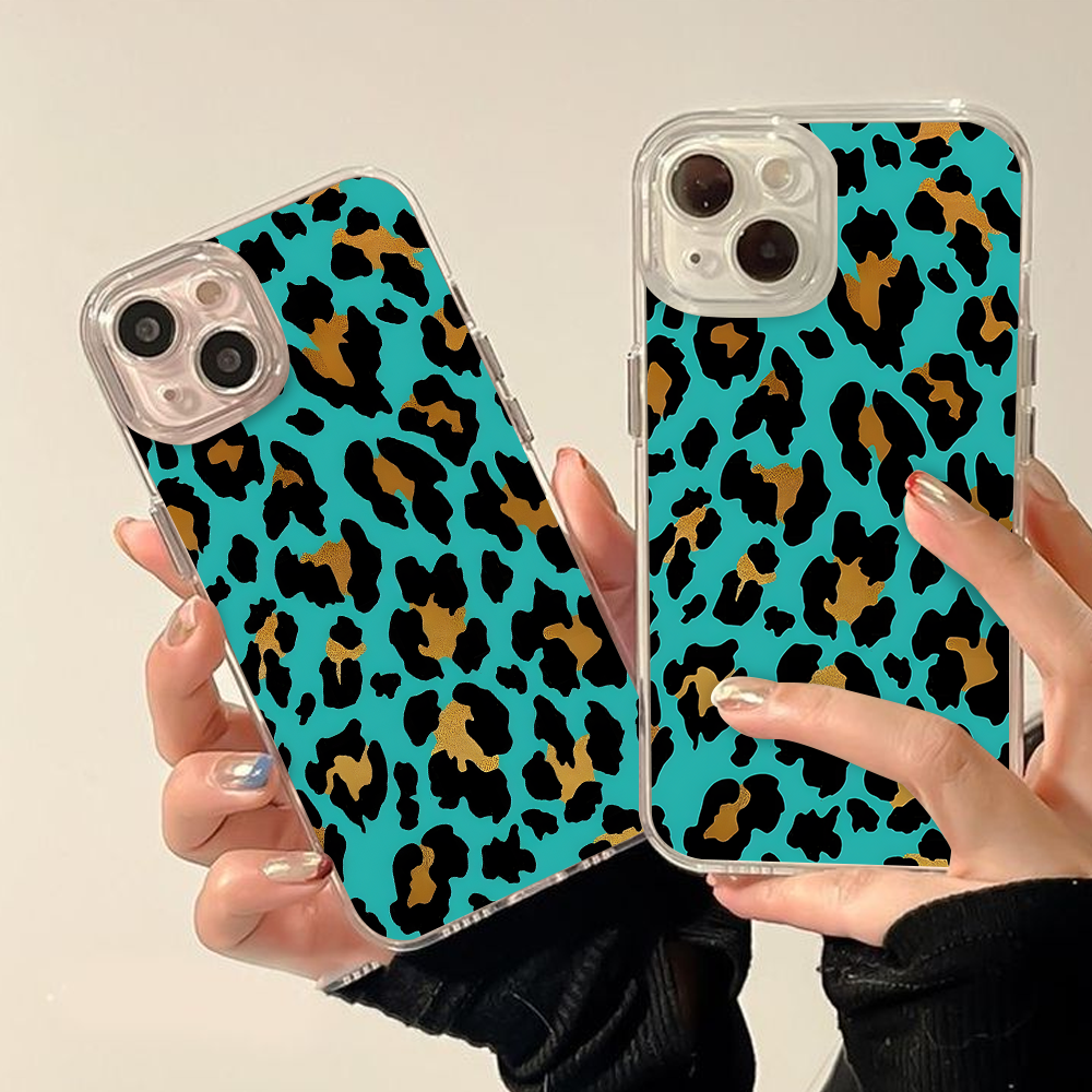 Leopard Print Phone Case Collection – Aqua, Olive Green & Beige